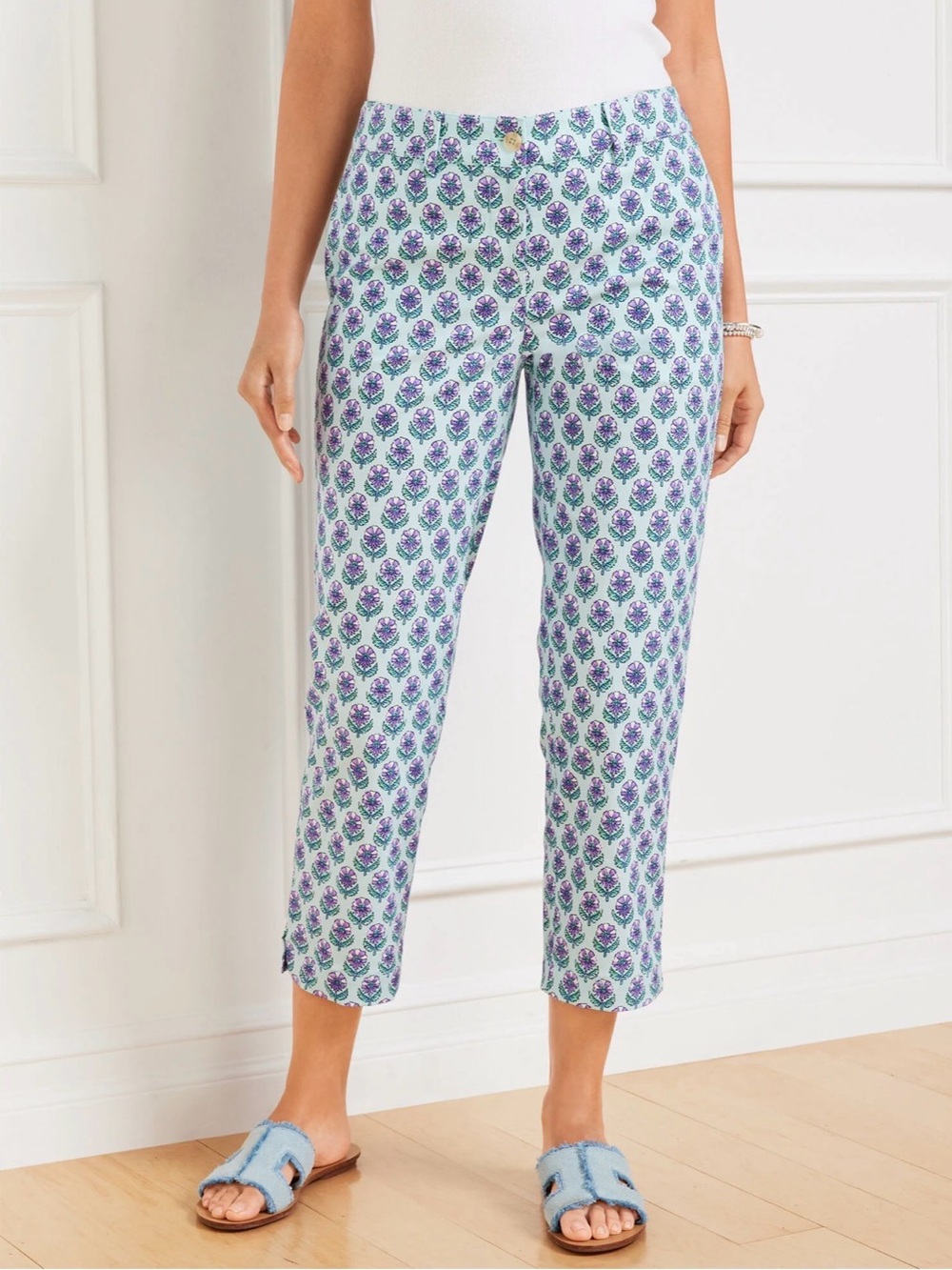 NWT Talbots Plus Size 24W Slim Perfect Crop Pant Flower Buds